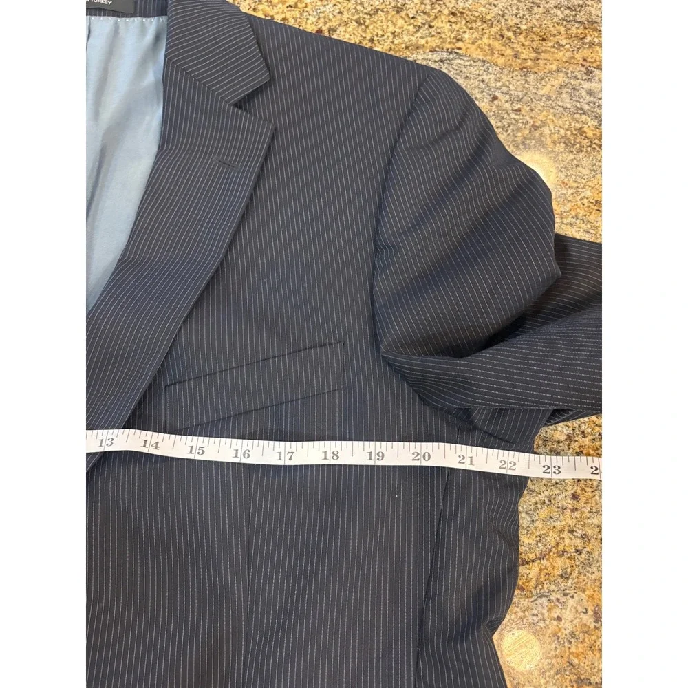 Hugo Boss Navy Pinstripe Blazer Super‎ 120 Virgin Wool Suit Sports Coat 42R